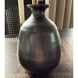Metallic Black Ceramic Vase 5" Tall Marked Nakagama Japan & Looks Vintage 70s